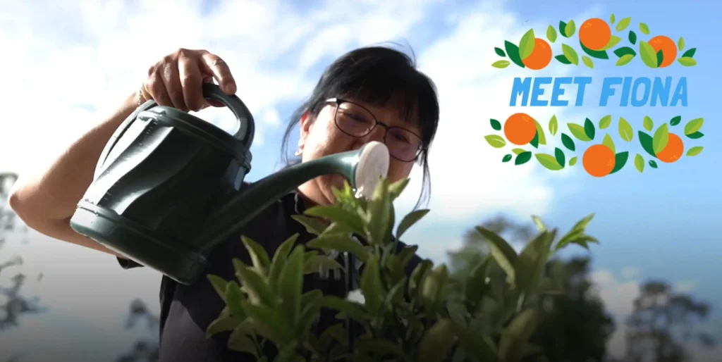 Fiona Watering the Plant